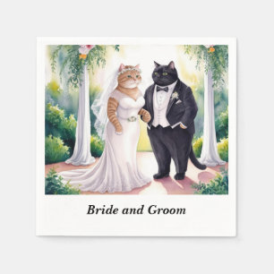 Cat Wedding themed with Bride and Groom  Napkin