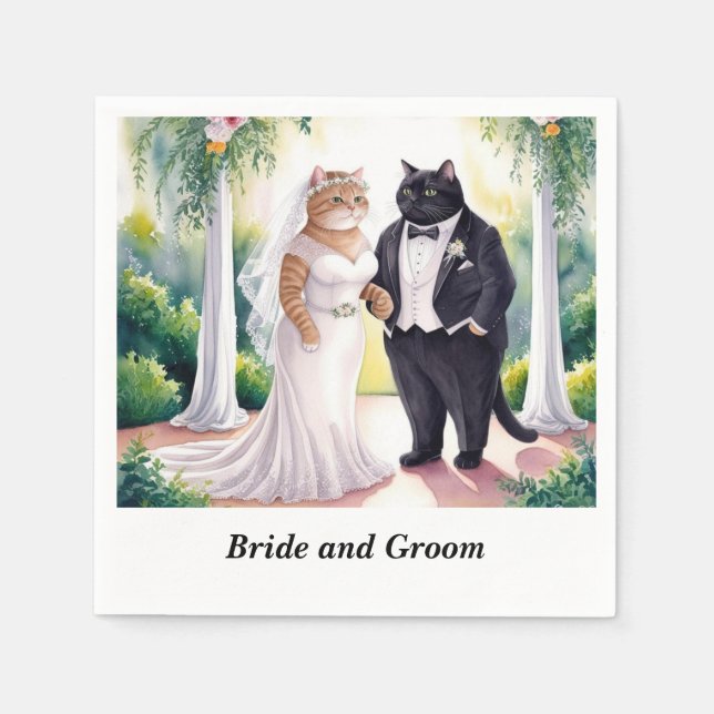Cat Wedding themed with Bride and Groom  Napkin (Front)