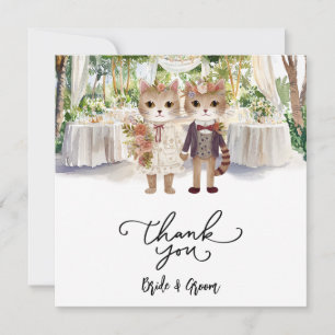 Cat Wedding with Bride and Groom  Thank You Card