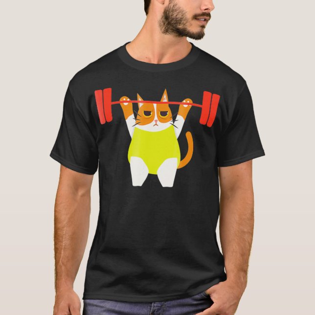 Cat Weight Lifting Funny Cat Lover Workout Gym T-Shirt (Front)