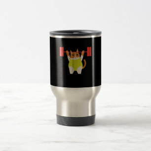 Cat Weight Lifting Funny Cat Lover Workout Travel Mug