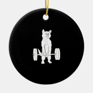 Cat Weightlifting And Gym Ceramic Tree Decoration