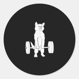 Cat Weightlifting And Gym Classic Round Sticker