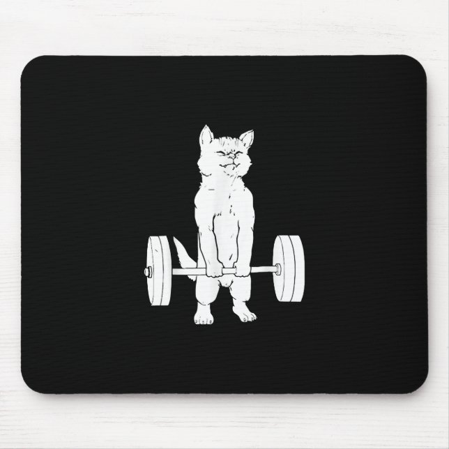 Cat Weightlifting And Gym Mouse Mat (Front)