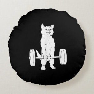 Cat Weightlifting And Gym Round Cushion