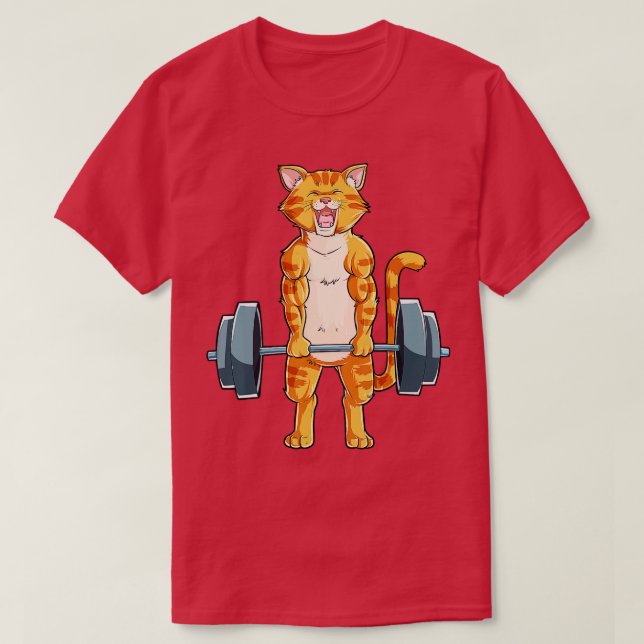 Cat Weightlifting Powerlifting Deadlift Fitness Gy T-Shirt (Design Front)