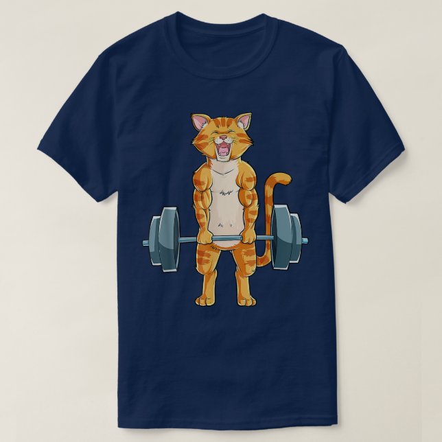 Cat Weightlifting Powerlifting Deadlift Fitness Gy T-Shirt (Design Front)