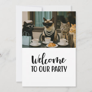 Cat Welcome to our tea coffee  party Invitation