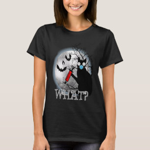 Cat What Assassin Murderous Cat & Syringe Hallowee T-Shirt