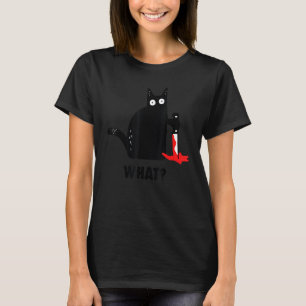 Cat What Black Ca , Murderous Cat With Knife T-Shirt