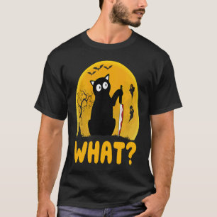 Cat What  Black Cat Murderous Cat With Knife Hallo T-Shirt