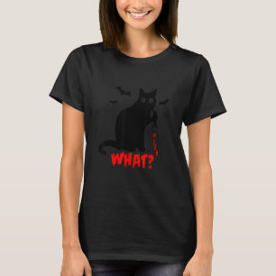 Cat What Black Cat Murderous Cat With Knife Hallo T-Shirt