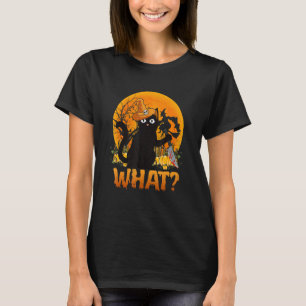 Cat What Black Cat With Knife Halloween Costume T-Shirt
