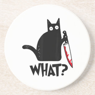 Cat What_ Funny Black Cat Coaster