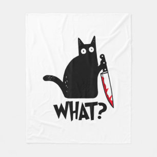 Cat What_ Funny Black Cat Fleece Blanket