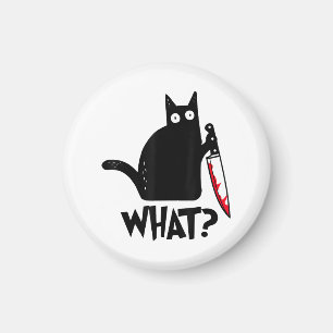 Cat What_ Funny Black Cat Magnet