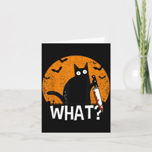 Cat What_ Funny Black Cat Murderous Cat With Knife Card