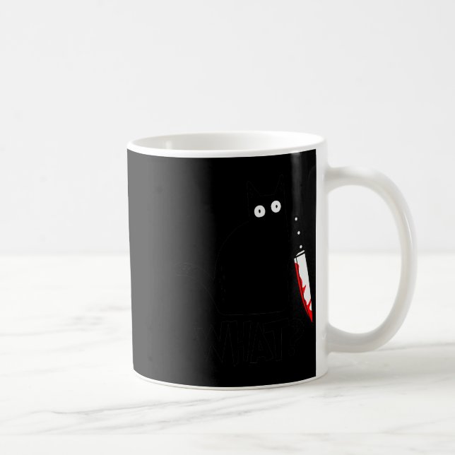 Cat What_ Funny Black Cat Murderous Cat With Knife Coffee Mug (Right)