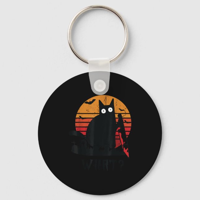 Cat What_ Funny Black Cat Murderous Cat With Knife Key Ring (Front)