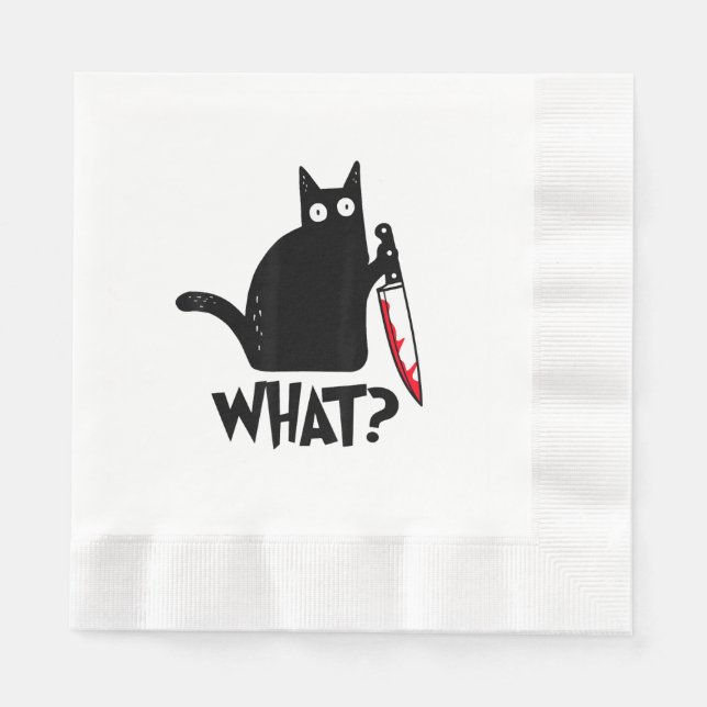 Cat What_ Funny Black Cat  Napkin (Front)