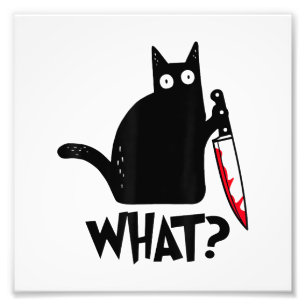 Cat What_ Funny Black Cat  Photo Print