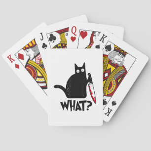 Cat What_ Funny Black Cat Playing Cards