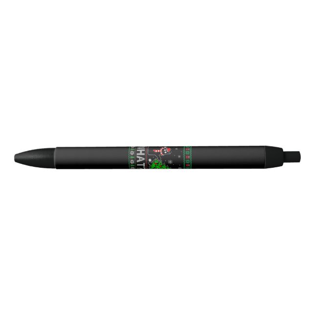 Cat What Funny Black Cat Pushing Christmas Tree Ink Pen (Front)