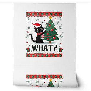 Cat What Funny Black Cat Pushing Christmas Tree Ug Wallpaper