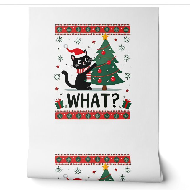 Cat What Funny Black Cat Pushing Christmas Tree Ug Wallpaper (Unrolling)
