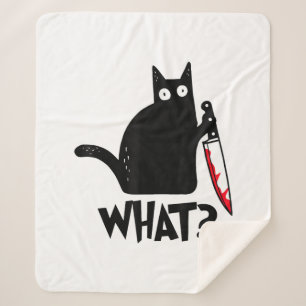 Cat What_ Funny Black Cat Sherpa Blanket