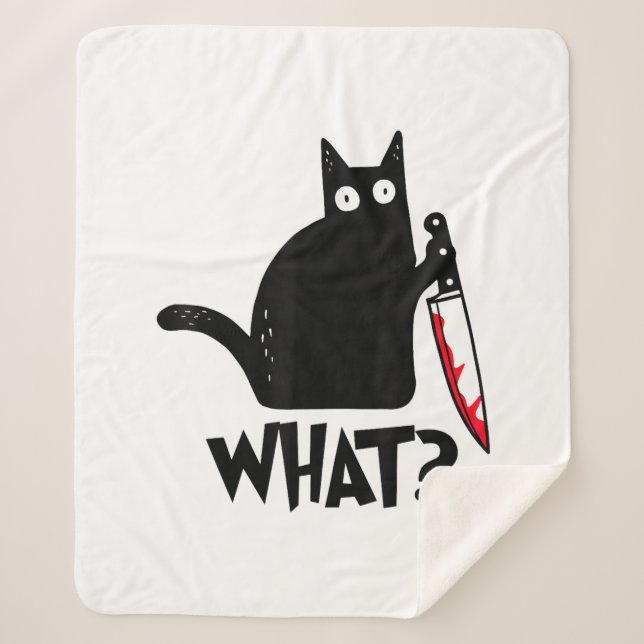 Cat What_ Funny Black Cat  Sherpa Blanket (Front)
