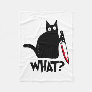 Cat What Funny Black Cat Shirt Fleece Blanket