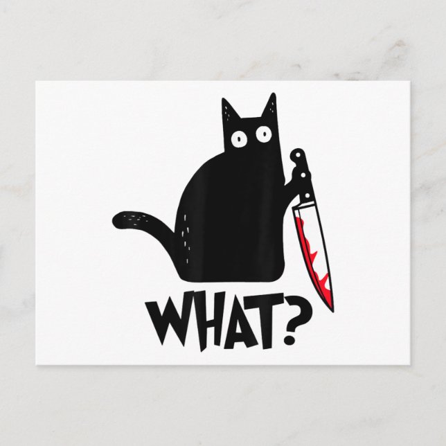 Cat What Funny Black Cat Shirt Murderous Cat With  Holiday Postcard (Front)
