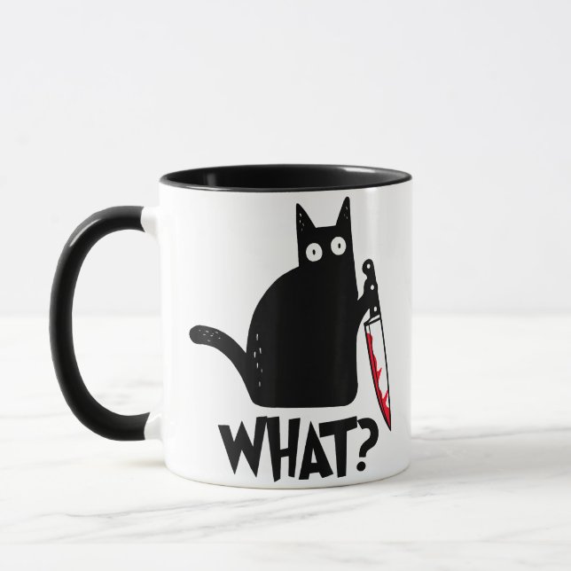 Cat What Funny Black Cat Shirt Murderous Cat With  Mug (Left)