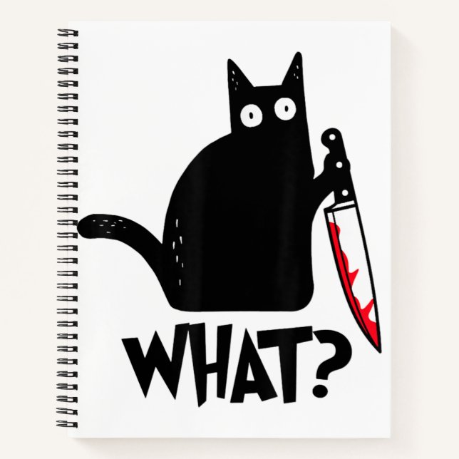 Cat What Funny Black Cat Shirt Murderous Cat With  Notebook (Front)