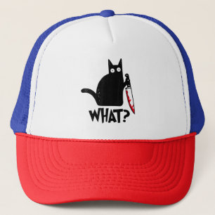 Cat What Funny Black Cat Shirt Murderous Cat With Trucker Hat