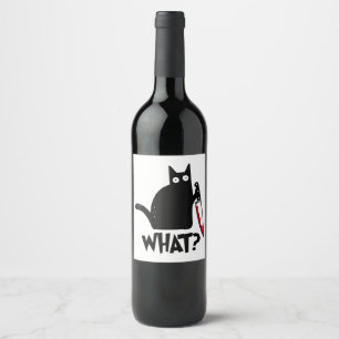 Cat What Funny Black Cat Shirt Murderous Cat With Wine Label