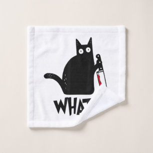 Cat What_ Funny Black Cat  Wash Cloth