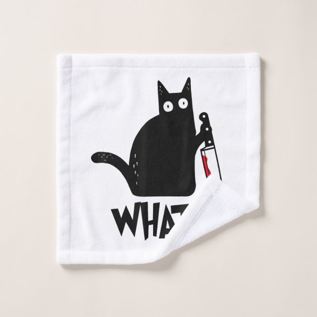 Cat What_ Funny Black Cat  Wash Cloth (Wash Cloth)