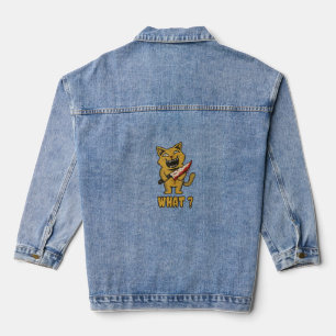 Cat what _ Funny creepy cat With Knife Denim Jacket
