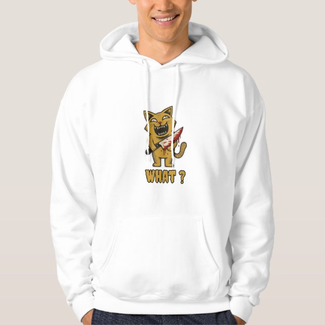 Cat what _ Funny creepy cat With Knife  Hoodie (Front)
