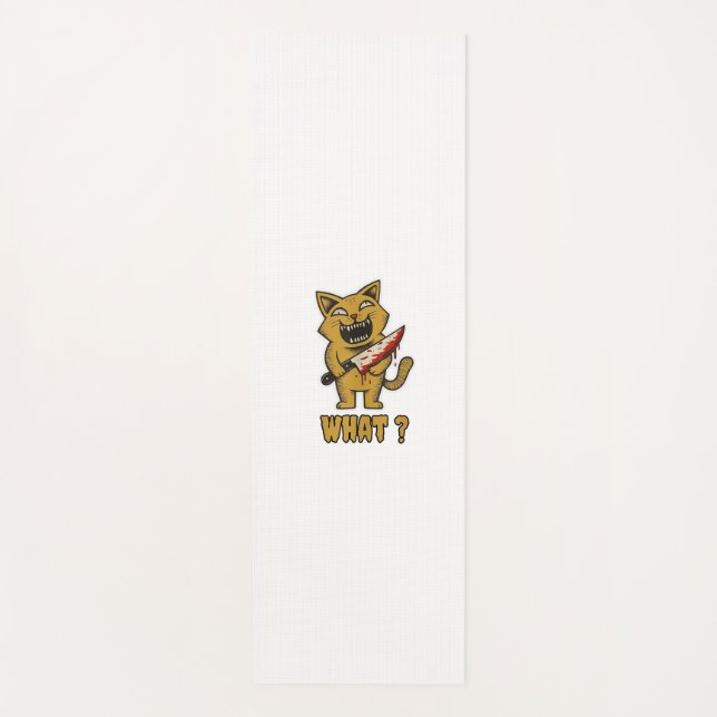 Cat what _ Funny creepy cat With Knife  Yoga Mat (Front)