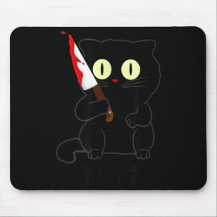 Cat What Funny Scary Black Cat Halloween With Mouse Mat