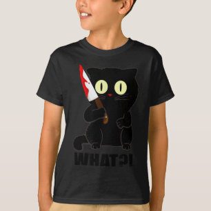 Cat What Funny Scary Black Cat Halloween With T-Shirt