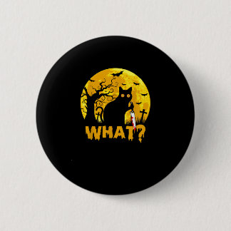Cat What_ Halloween Black Cat with Knife - Funny W 6 Cm Round Badge