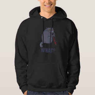 Cat What Halloween Party murderous cat with knife Hoodie