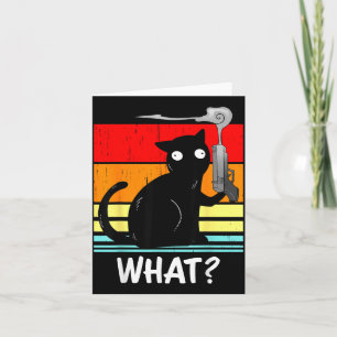 Cat What_ Murderous Black Cat With Gun Halloween Card