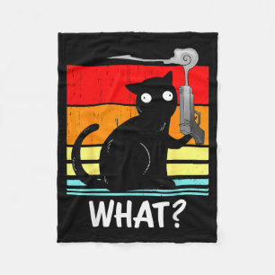Cat What_ Murderous Black Cat With Gun Halloween Fleece Blanket