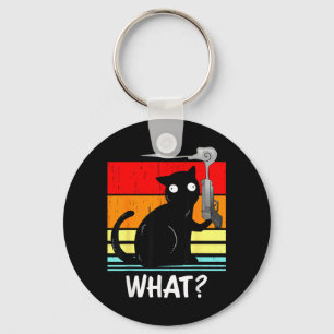 Cat What_ Murderous Black Cat With Gun Halloween Key Ring