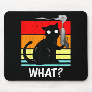 Cat What_ Murderous Black Cat With Gun Halloween Mouse Mat